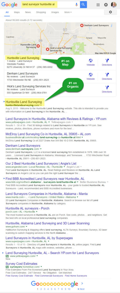 search ranking - land surveyor huntsville al